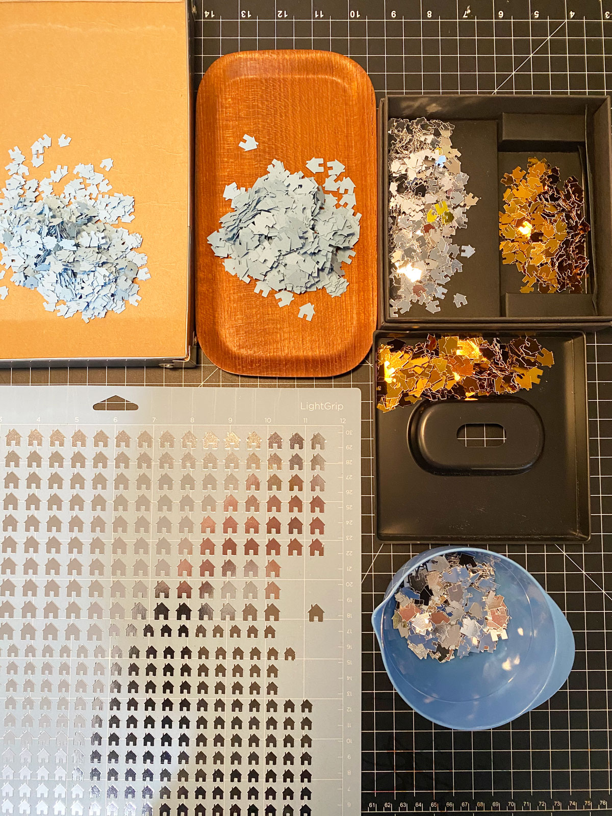 Behind the scenes of paper house confetti creation for Tangerine by Jen Spinner