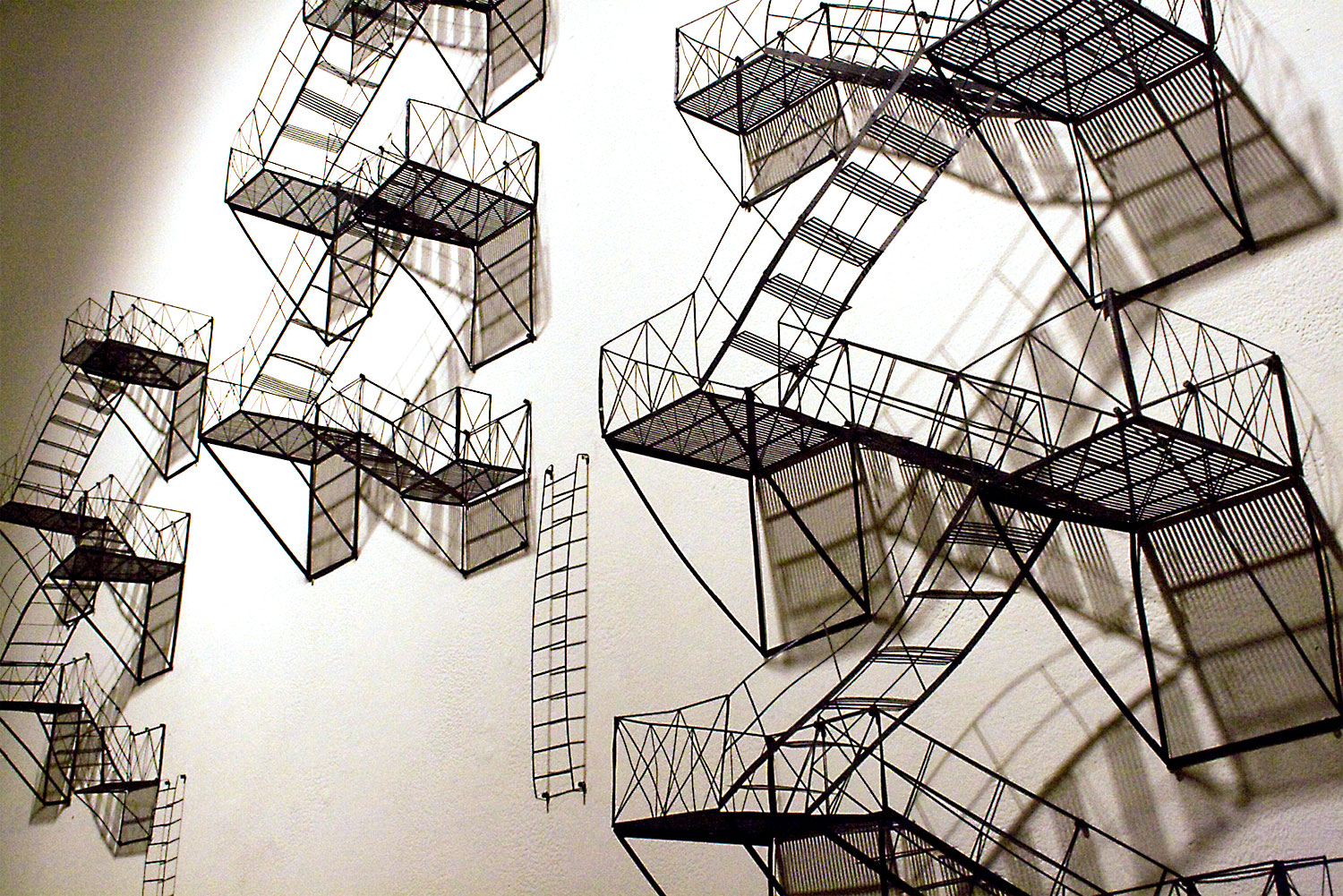 miniature paper fire escapes created for installation at the Gladstone hotel
