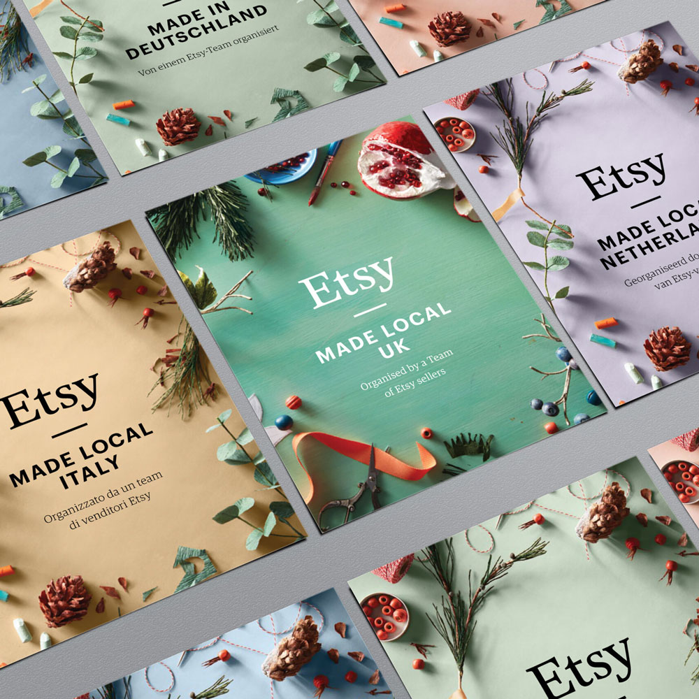 A mock-up of posters created for Etsy Made Local a global campaign promoting Etsy makers and craft fairs.