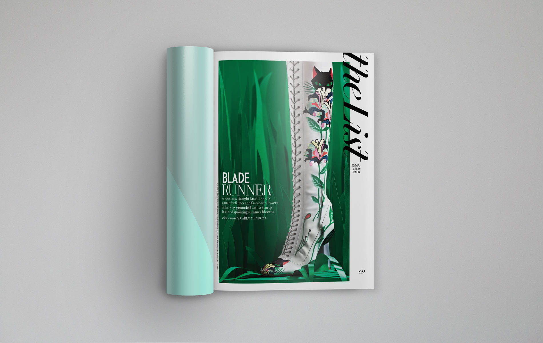 Fashion grass paper set design created by Jen Spinner and Hazel Eckert