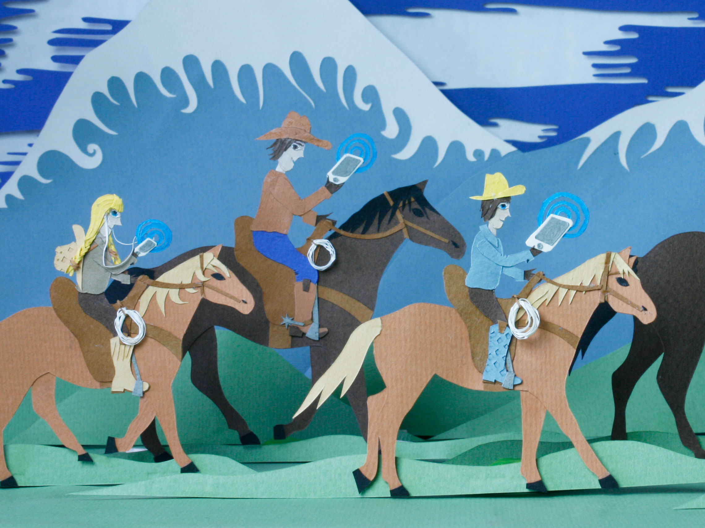 Horses Paper Sculpture by Jen Spinner